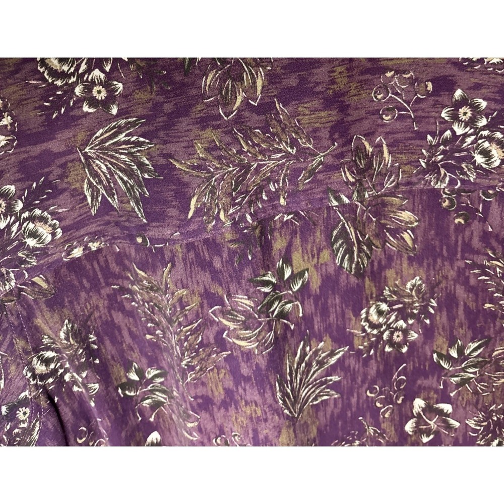 Cj Banks Stretch Button Up Shirt Jacket Floral Base color Purple Long Sleeve XL - Picture 9 of 9
